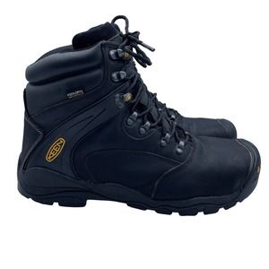Keen Louisville 6” Steel Toe Waterproof Boots Work Black Leather Mens Size 14